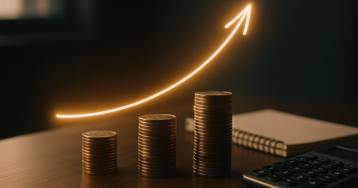 Illustration af budget fordelt mellem kampagner vist som søjler med en stigende profitkurve