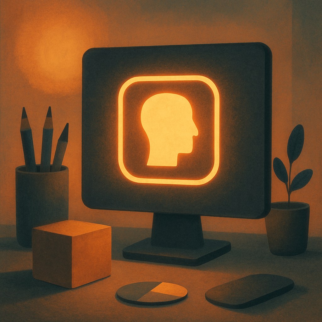 Illustration der symboliserer begrebet "Brand identity": Brand identity er summen af de synlige og mærkbare elementer, en virksomhed bevidst bruger til at…