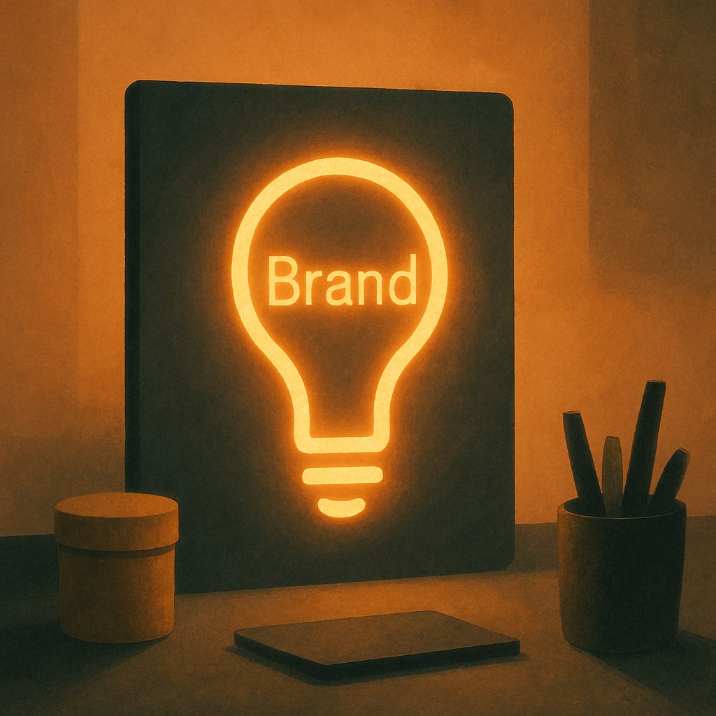 Illustration der symboliserer begrebet "Brand image": Brand image er den samlede opfattelse, som kunder og omverden faktisk har af et brand. Billedet…