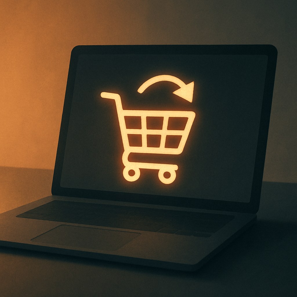 Illustration der symboliserer begrebet "Cart abandonment": Cart abandonment, eller kurveafbrydelse, er når en bruger lægger varer i kurven uden at gennemføre købet.…