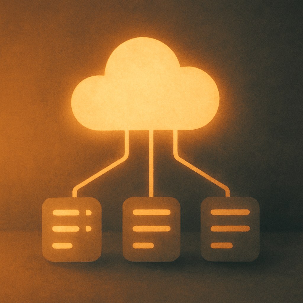 Illustration der symboliserer begrebet "CDN": Et CDN (Content Delivery Network) er et netværk af servere fordelt geografisk, som leverer indhold fra…