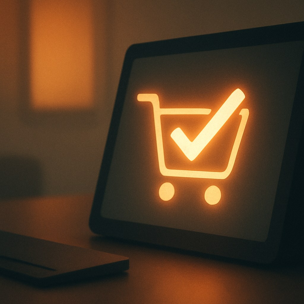 Illustration der symboliserer begrebet "Checkout": Checkout er den afsluttende del af et køb, hvor brugeren indtaster oplysninger og bekræfter betaling. Trinene…