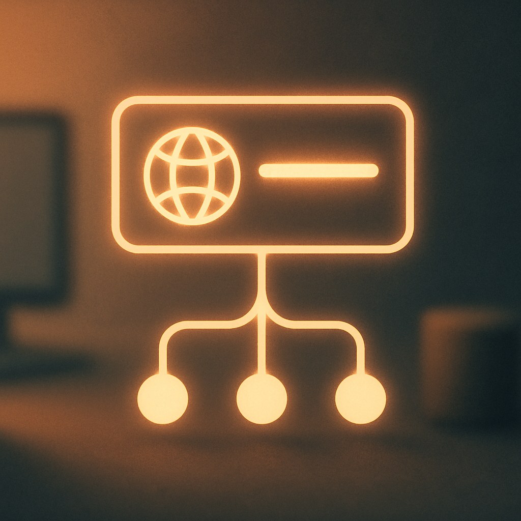 Illustration der symboliserer begrebet "DNS": DNS (Domain Name System) er det system, der oversætter et domænenavn til den IP-adresse, hvor websitet…