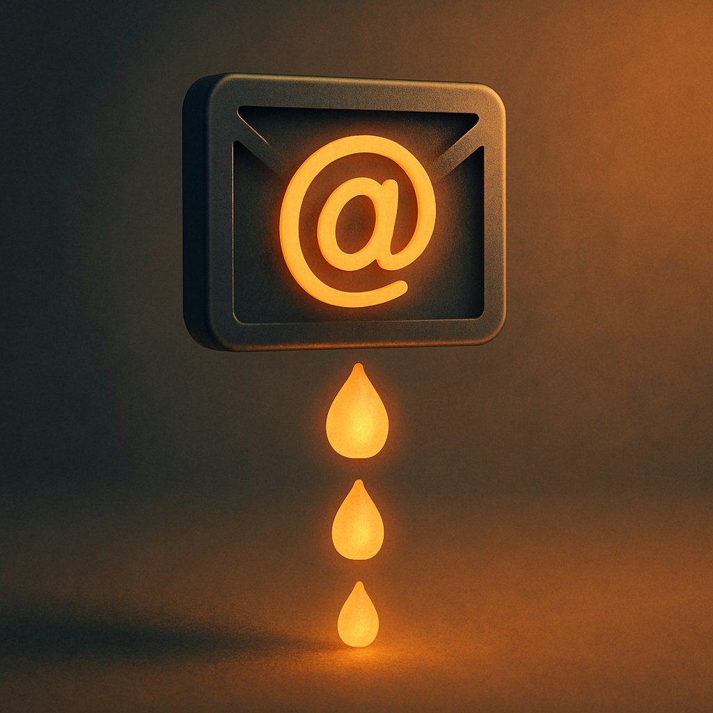 Illustration der symboliserer begrebet "Drip-kampagne": En drip-kampagne er en serie af forud planlagte mails, der sendes med faste mellemrum over en…