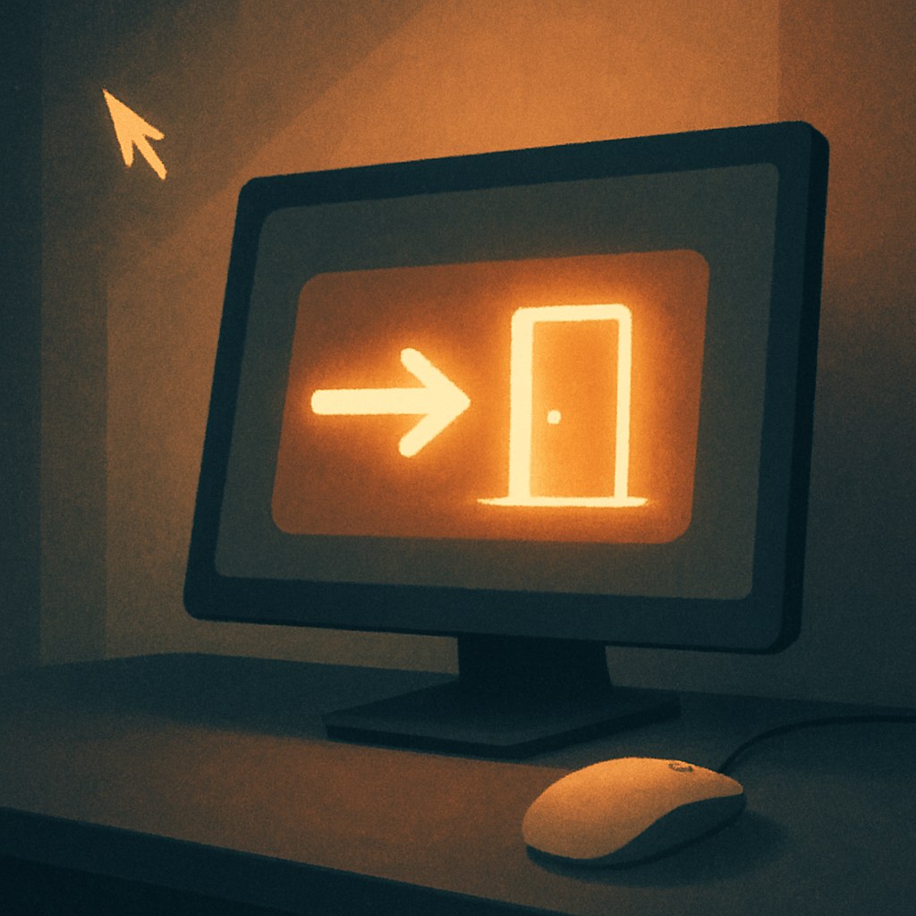 Illustration der symboliserer begrebet "Exit intent": Exit intent er en teknik, der registrerer, når en bruger er på vej til at forlade…