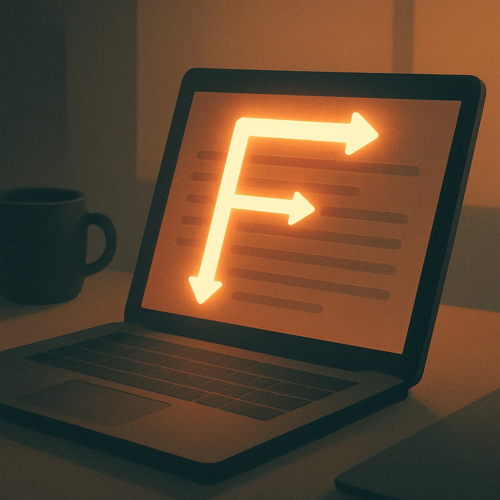 Illustration der symboliserer begrebet "F-mønster": F-mønsteret beskriver en almindelig måde at skimme teksttunge sider på, hvor øjnene bevæger sig i en…