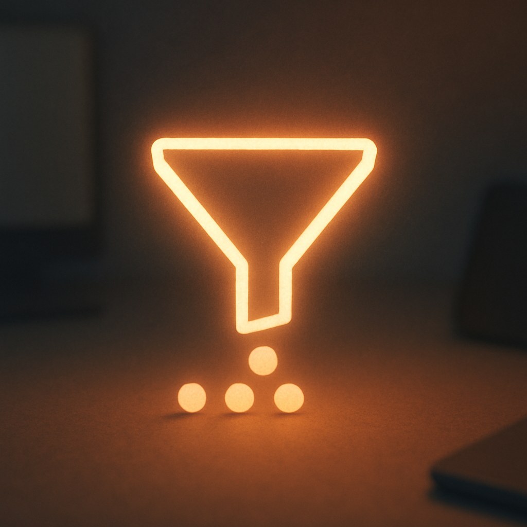Illustration der symboliserer begrebet "Funnel": En funnel, eller tragt, er en model over de trin, en bruger gennemløber fra første kontakt…