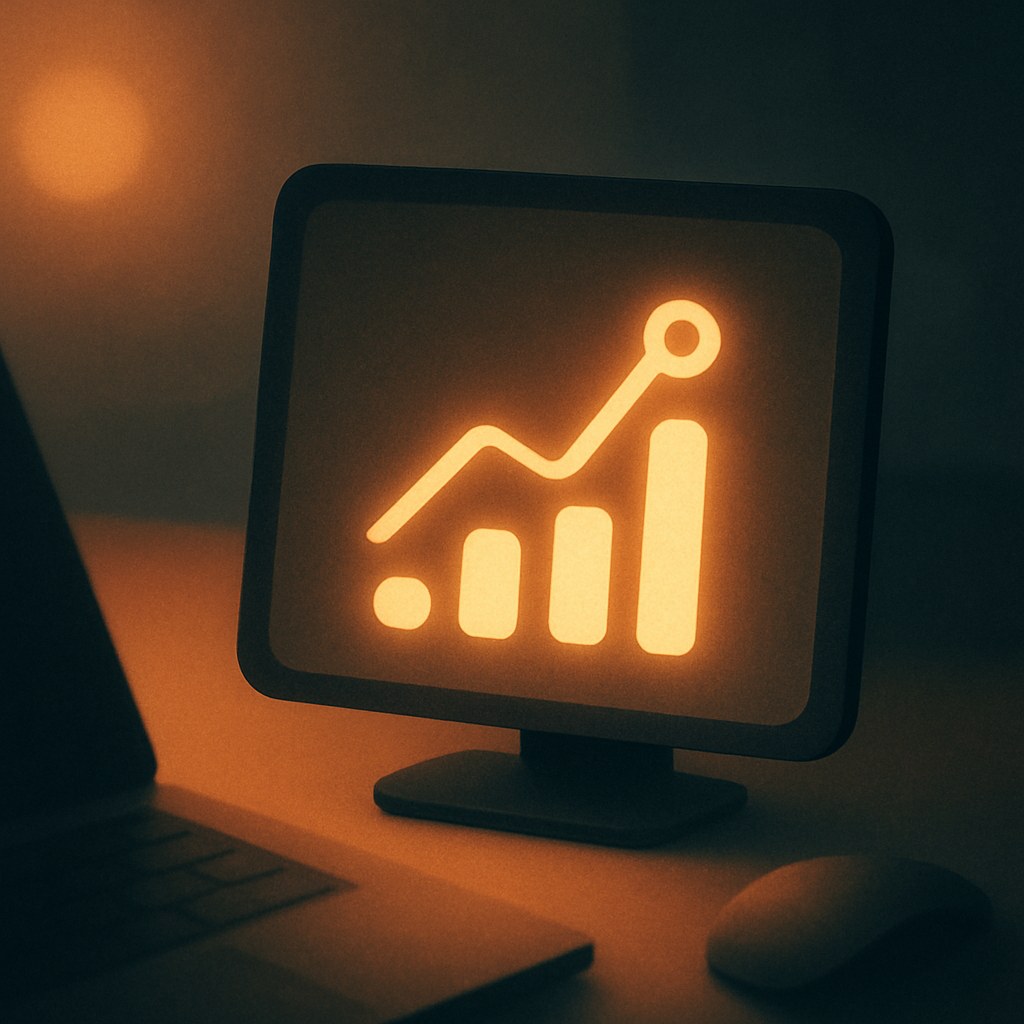 Illustration der symboliserer begrebet "Google Analytics 4": Google Analytics 4 (GA4) er Googles analyseplatform, der måler brugeradfærd på tværs af web og app…
