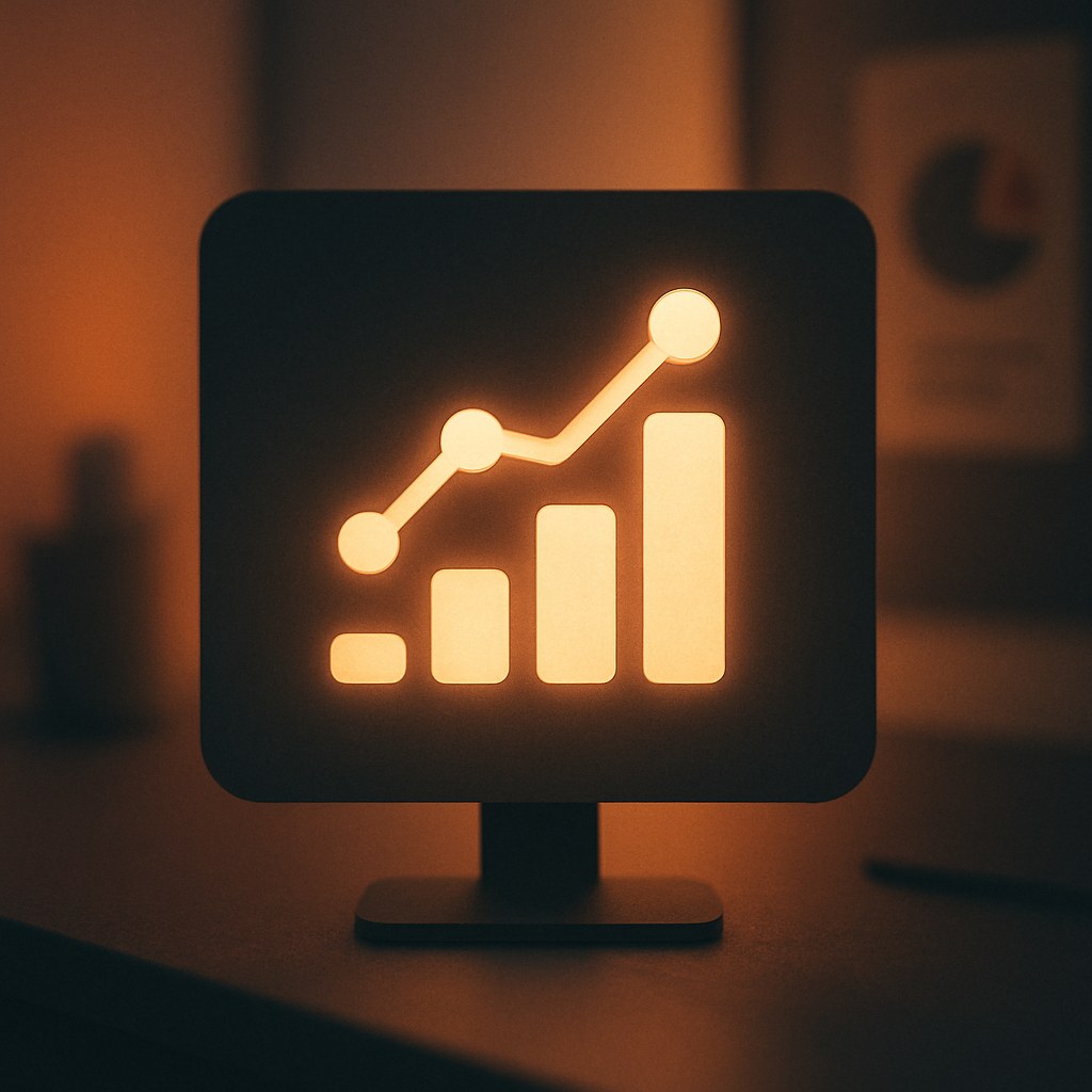 Illustration der symboliserer begrebet "Google Looker Studio": Looker Studio, tidligere Data Studio, er Googles gratis værktøj til rapporter og dashboards. Det henter data…