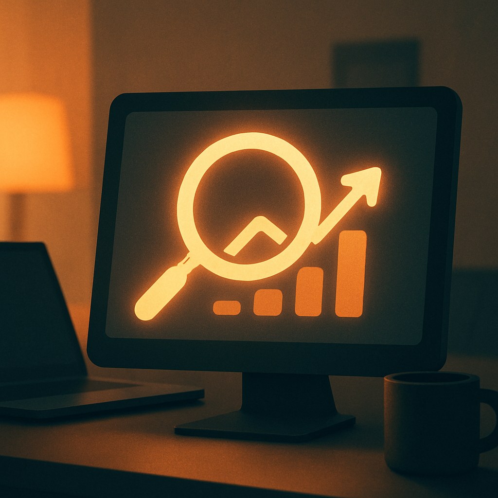 Illustration der symboliserer begrebet "Google Search Console": Google Search Console er et gratis værktøj, der viser, hvordan et website præsterer i den organiske…