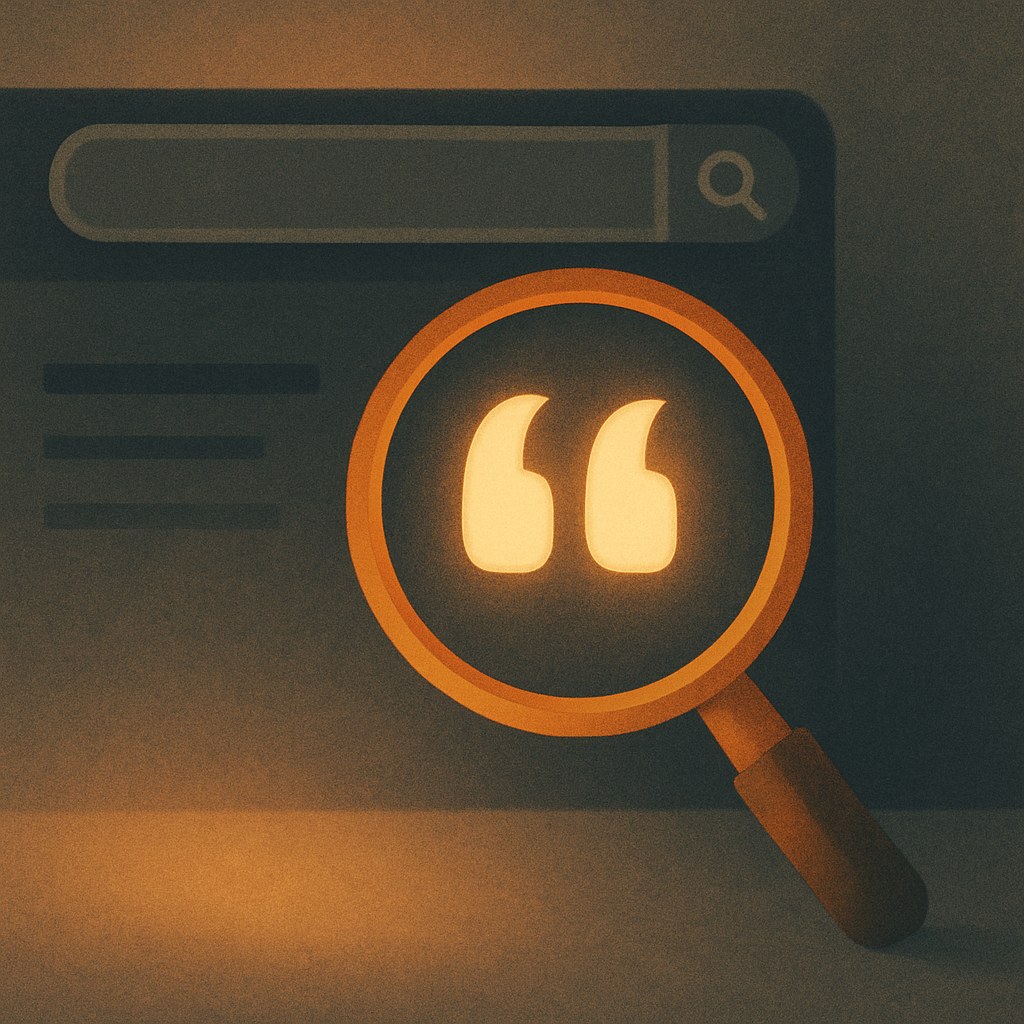 Illustration der symboliserer begrebet "Google Search Operators": Search operators er særlige kommandoer, der forfiner en Google-søgning, som site, intitle og anførselstegn for eksakte…