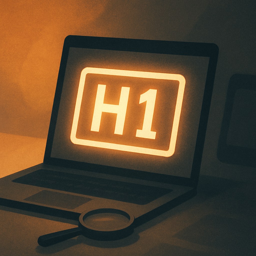 Illustration der symboliserer begrebet "H1": H1 er den øverste overskrift i en sides overskriftshierarki og angiver som regel sidens hovedemne. Den…