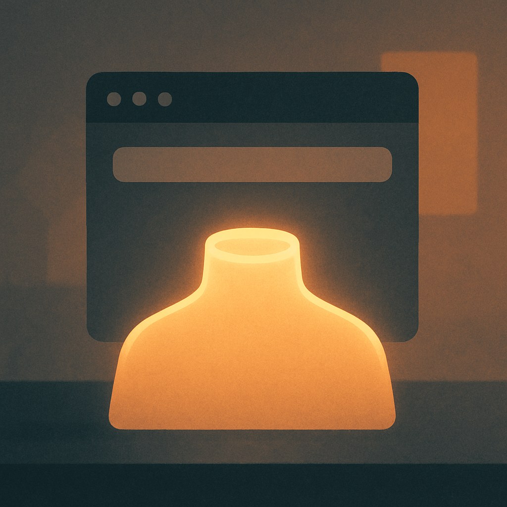 Illustration der symboliserer begrebet "Headless": En headless-arkitektur adskiller indholdslaget fra præsentationslaget, så data leveres via et API til en selvstændig frontend.…