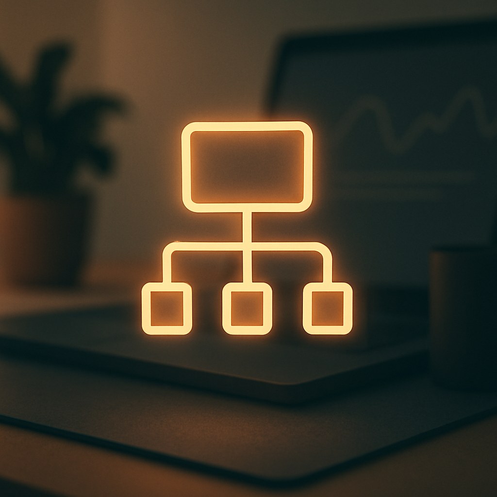 Illustration der symboliserer begrebet "Informationsarkitektur": Informationsarkitektur er struktureringen og navngivningen af indhold, så brugere kan finde det, de søger. God arkitektur…