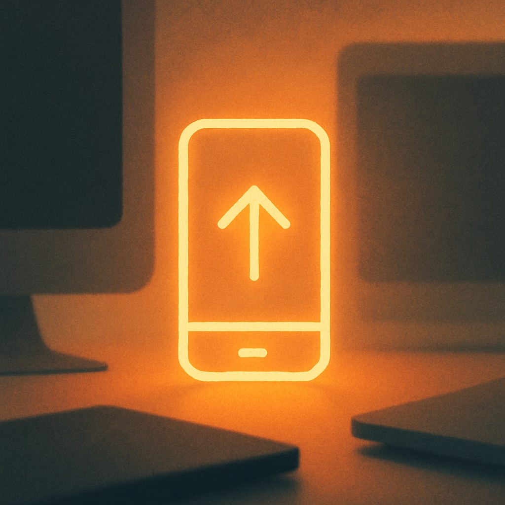 Illustration der symboliserer begrebet "Mobile first": Mobile first er en designtilgang, hvor mobiloplevelsen tegnes først og derefter udvides til større skærme. Tilgangen…