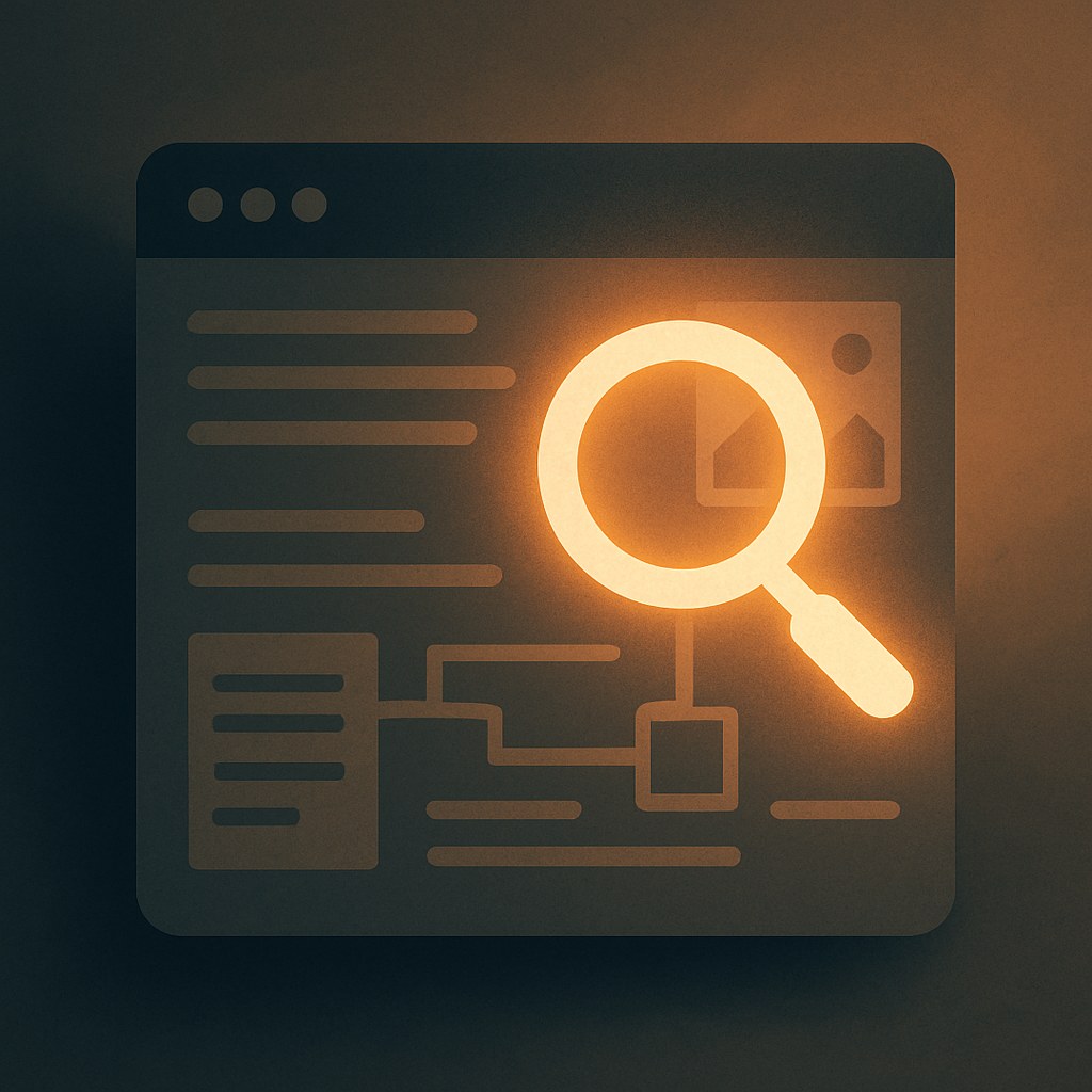 Illustration der symboliserer begrebet "On-page SEO": On-page SEO omfatter de optimeringer, der foretages direkte på selve hjemmesiden for at forbedre placeringer. Det…