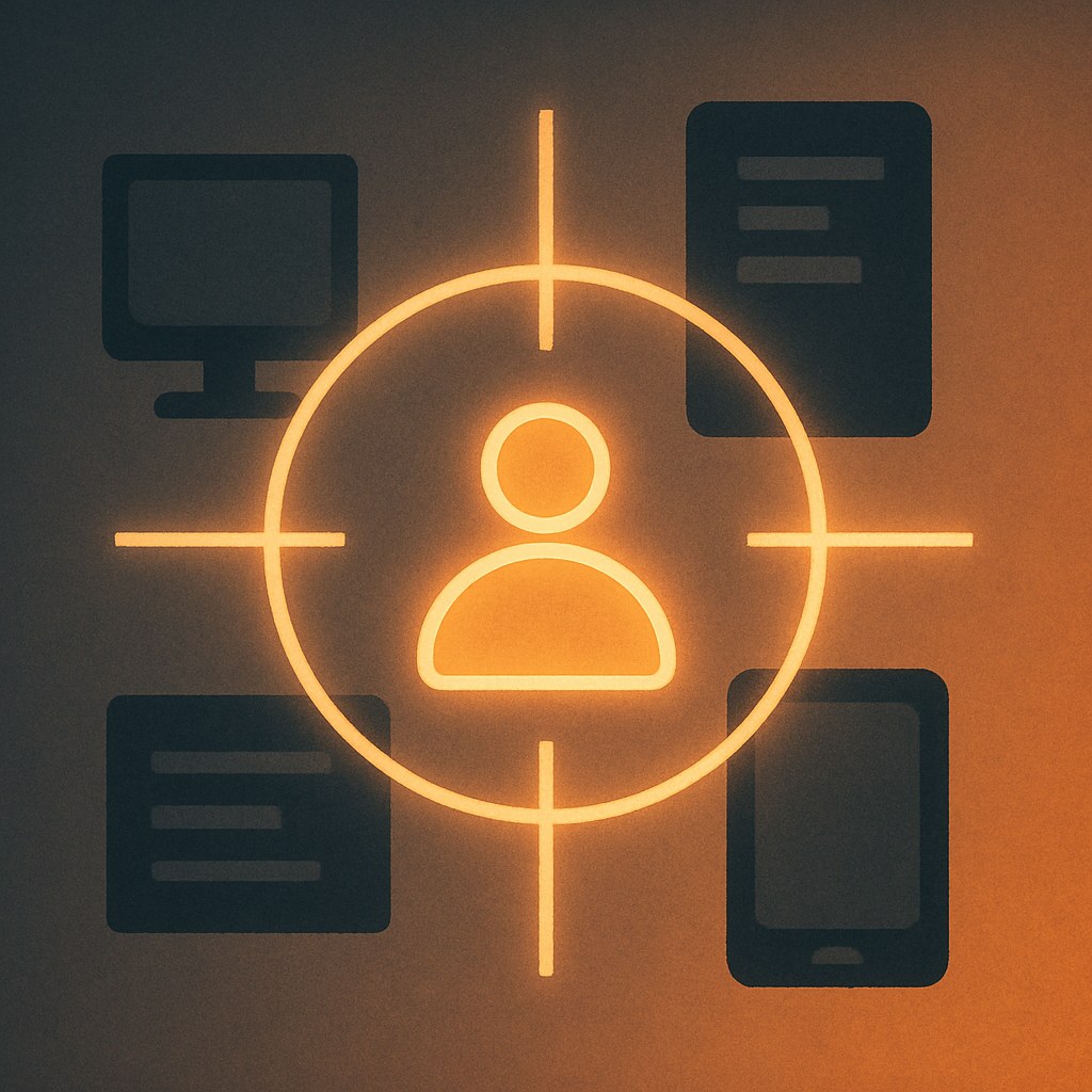 Illustration der symboliserer begrebet "Personalisering": Personalisering tilpasser indhold, tilbud eller anbefalinger til den enkelte bruger ud fra data om adfærd eller…