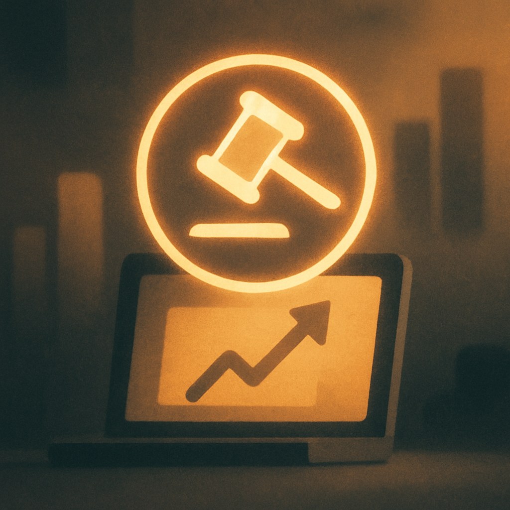 Illustration der symboliserer begrebet "Real-time bidding": Real-time bidding (RTB) er den auktionsmekanisme i programmatic annoncering, hvor bud på en enkelt eksponering afgives…
