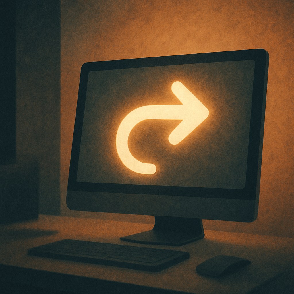 Illustration der symboliserer begrebet "Redirect": En redirect er en omdirigering, der automatisk sender en bruger og en søgemaskine fra én URL…
