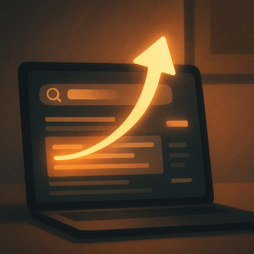 Illustration der symboliserer begrebet "SERP": SERP står for search engine results page og betegner den resultatside, en søgemaskine viser efter en…