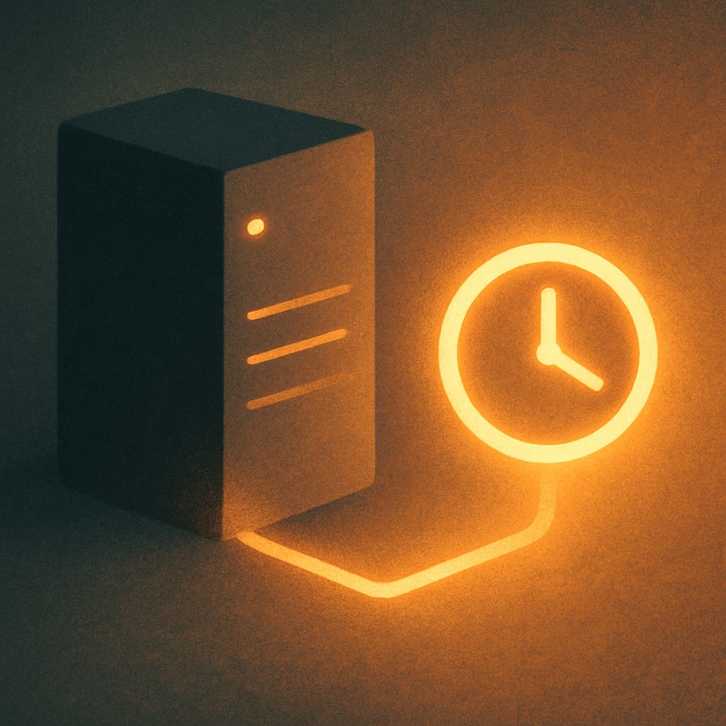 Illustration der symboliserer begrebet "Server response time": Server response time er den tid, det tager en server at begynde at sende svar efter…