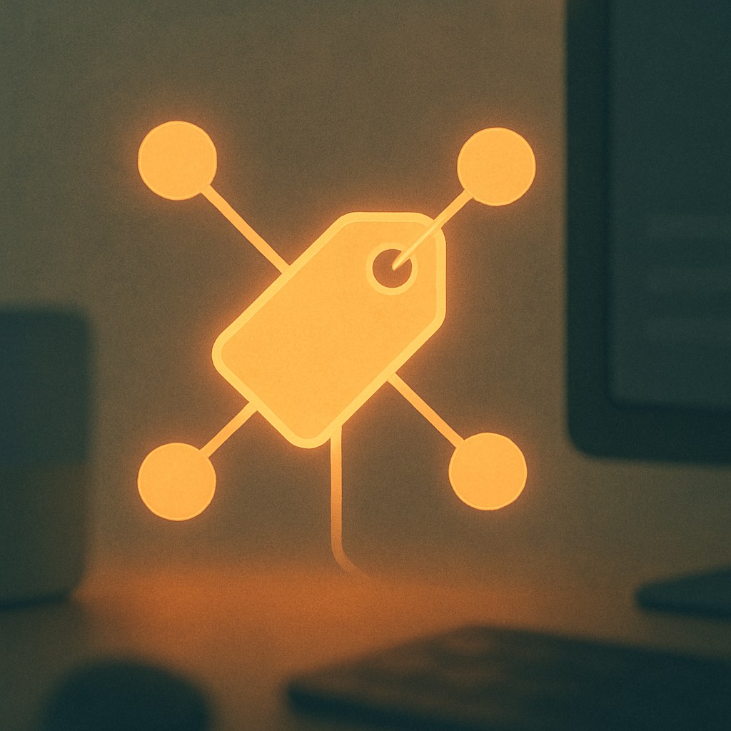 Illustration der symboliserer begrebet "Tag management": Tag management er systematisk styring af de sporingskoder, tags, der indsamler og sender data fra et…