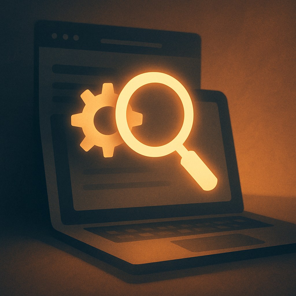 Illustration der symboliserer begrebet "Teknisk SEO": Teknisk SEO omfatter det arbejde, der sikrer, at en hjemmeside kan crawles, indekseres og gengives korrekt…