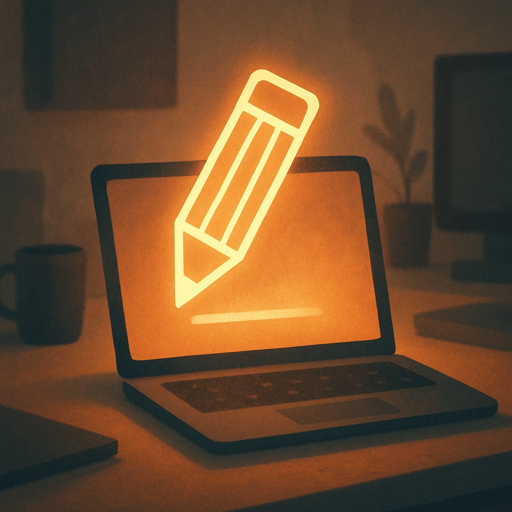 Illustration der symboliserer begrebet "Tekstforfatter": En tekstforfatter (copywriter) er en person, der professionelt skriver salgs- og marketingtekster, fra annoncer og produktbeskrivelser…