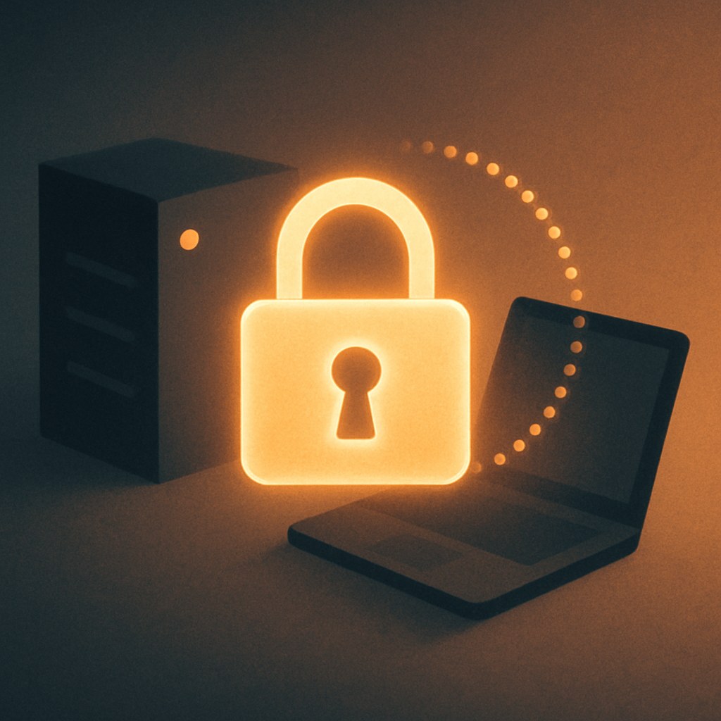 Illustration der symboliserer begrebet "TLS": TLS (Transport Layer Security) er den moderne krypteringsprotokol, der sikrer forbindelsen mellem browser og server, og…